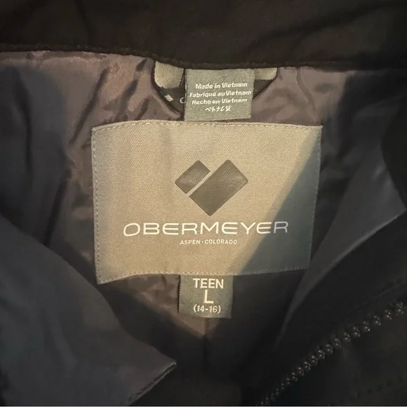 OBERMEYER BRISK BOYS SKI PANTS Teen size L (14-16) Snow black gray like new - Picture 4 of 8